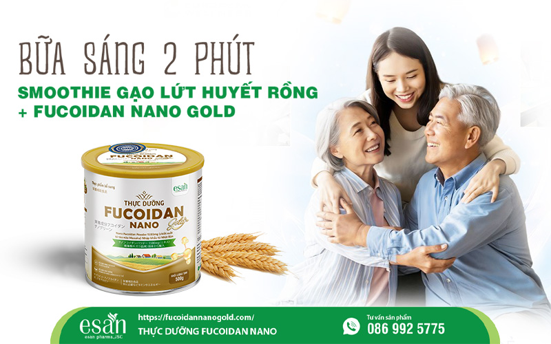 Bữa sáng 2 phút: Smoothie gạo lứt huyết rồng kết hợp Fucoidan Nano Gold 